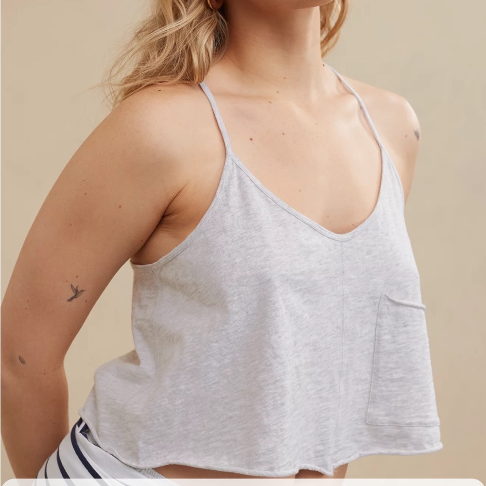 Aerie Summer House Crochet Back Cropped Tank Top